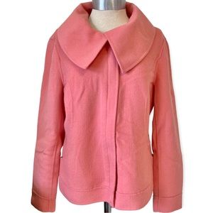 Lafayette 148 Pink Felted Wool Angora Jacket Coat Size 12 Collar Zip Salmon York
